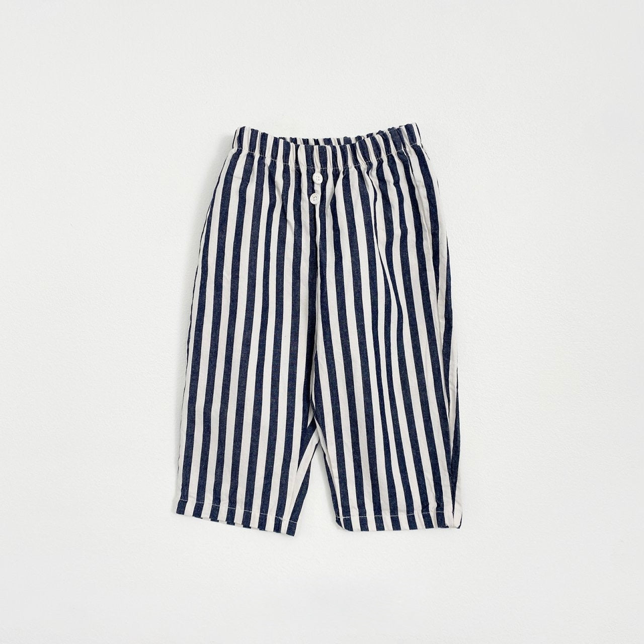 Navy Striped toddler's pants with a button detail