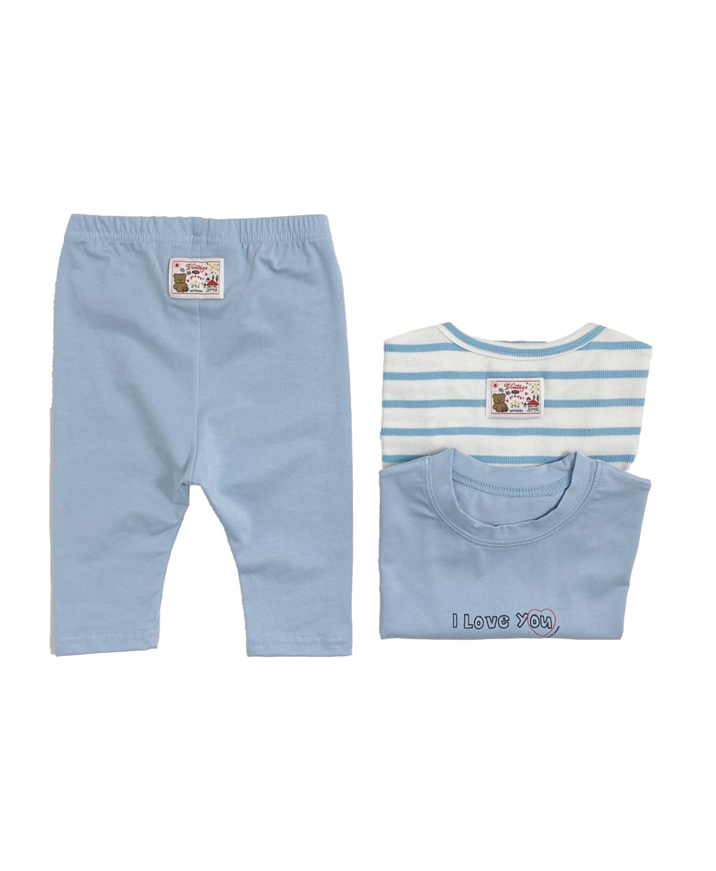 Cute toddler boy clothes with two tshirts in light blue