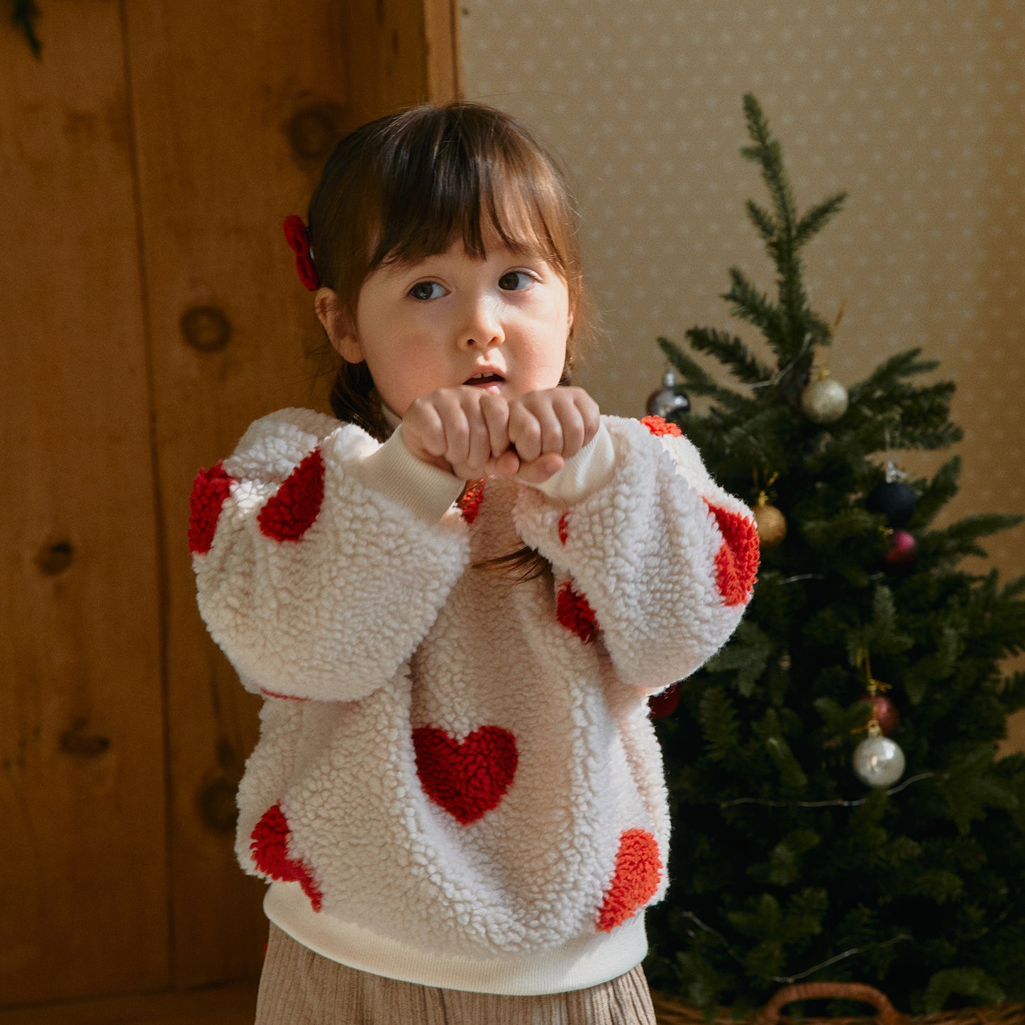 Heart Sherpa Fleece Romper | Sweatshirt