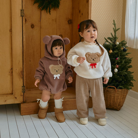 Teddy Embroidered Fleece Baby Suit | Sweatshirt