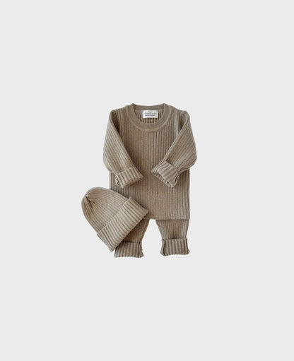 Baby Solid Rib Knitted Soft Sweater 3-pc Set