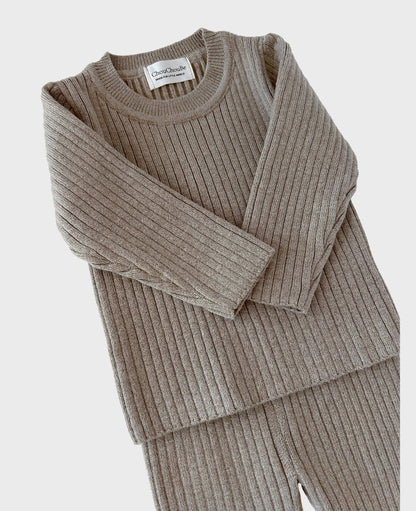 Baby Solid Rib Knitted Soft Sweater 3-pc Set