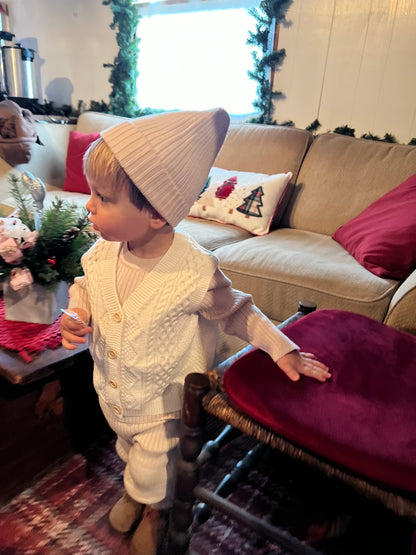 Baby Solid Rib Knitted Soft Sweater 3-pc Set