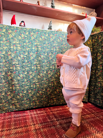 Baby Solid Rib Knitted Soft Sweater 3-pc Set