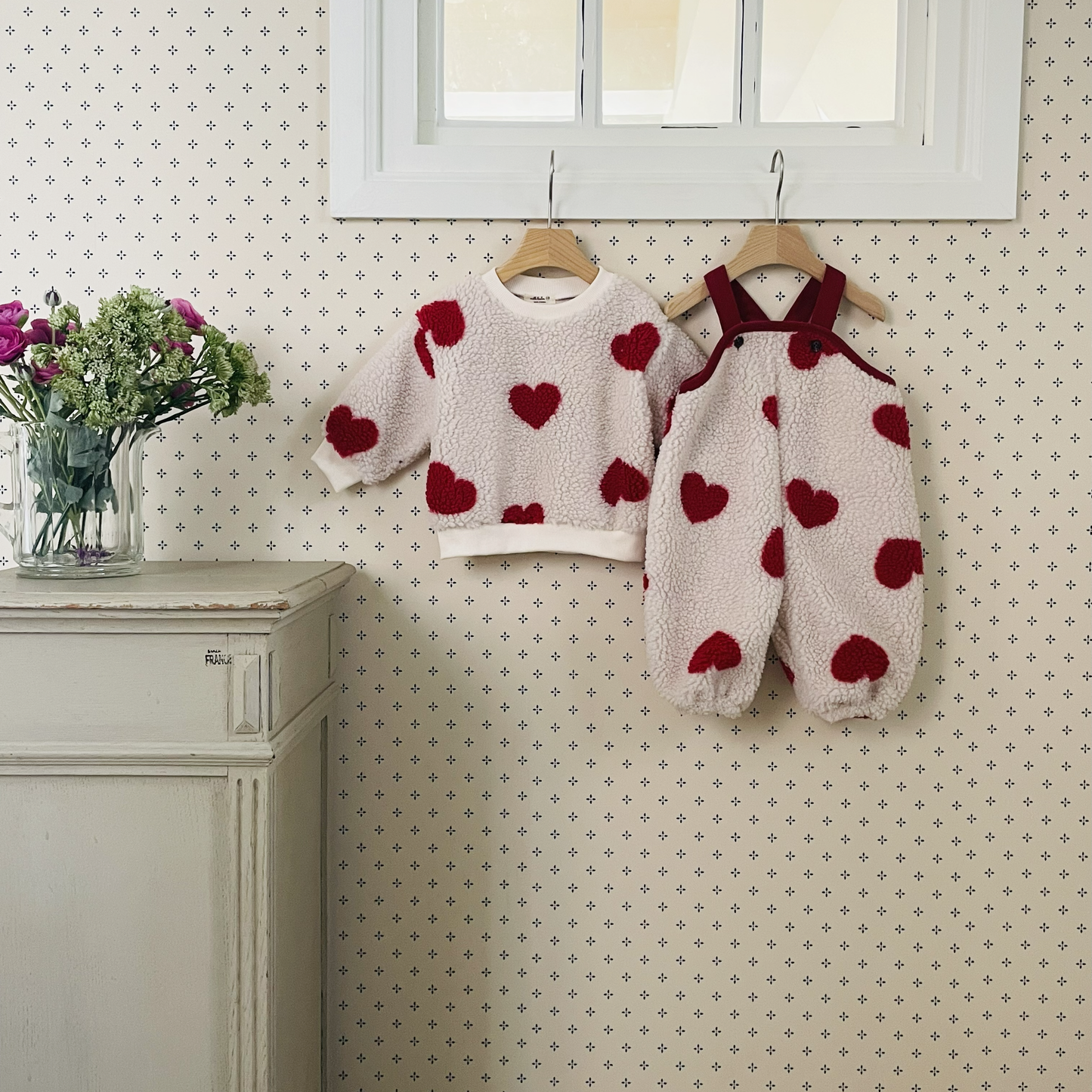 Heart Sherpa Fleece Romper | Sweatshirt