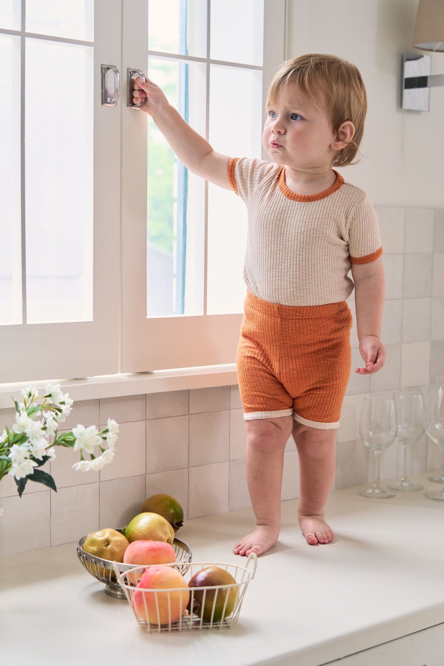 Comfy and stylish baby outfit featuring unique baby clothes with soft textures and flexible fit