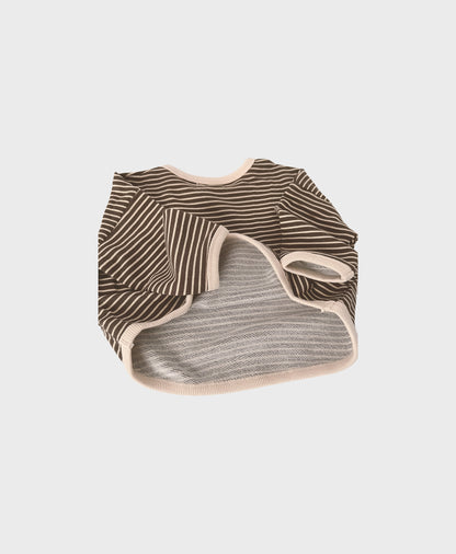 Brown loose-fitting baby sweatshirt with a delightful striped pattern, designed for baby christening outfit boy