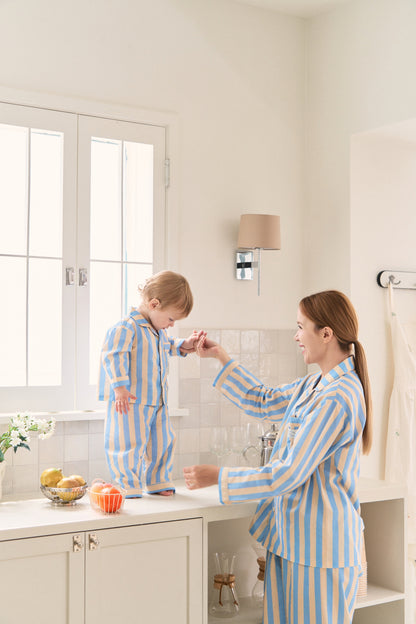 Soft knit mom and son matching outfits in pajama style, designed for comfort and bonding moments