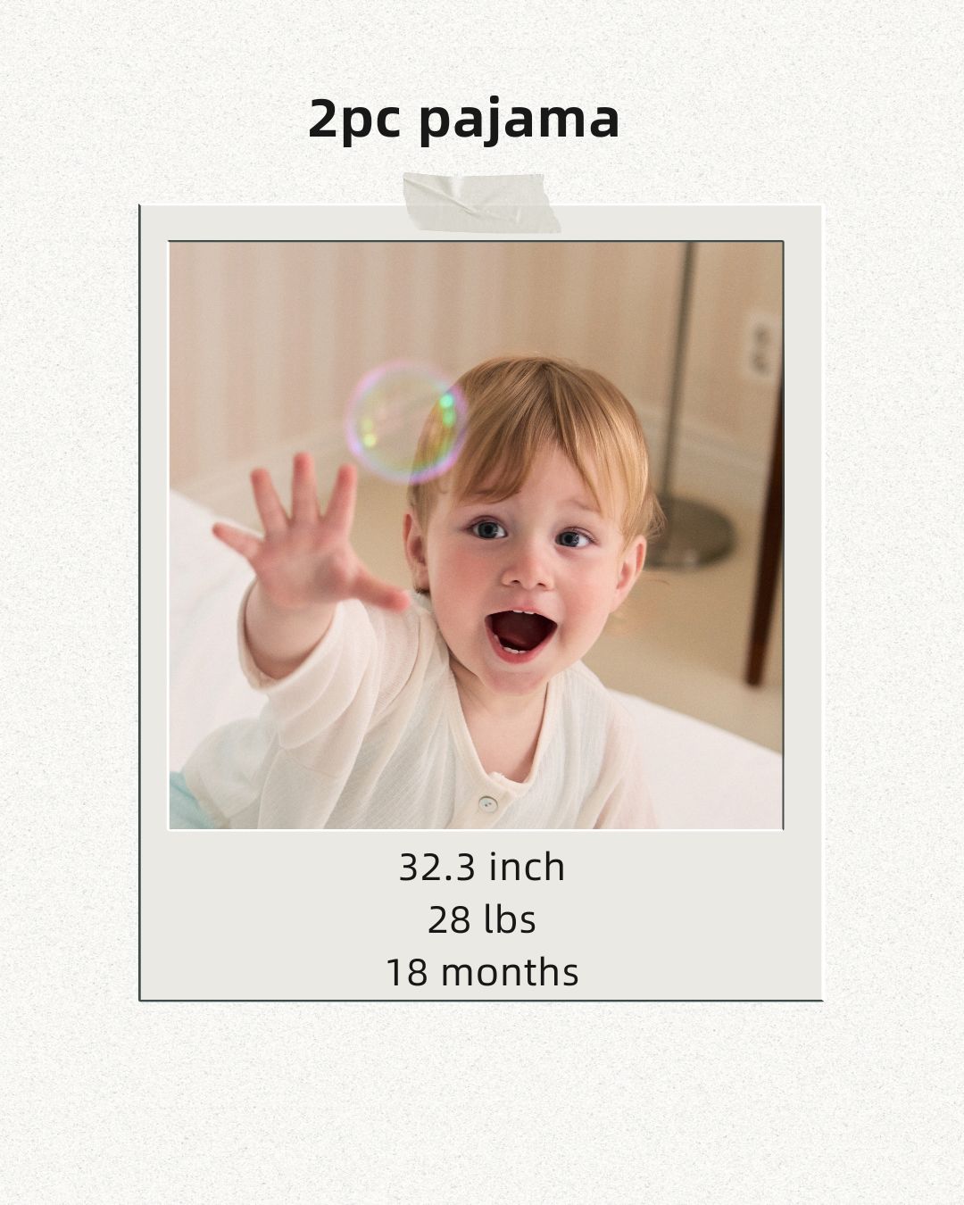 Mom and toddler son wearing matching comfy pajamas in cool colors sizing info