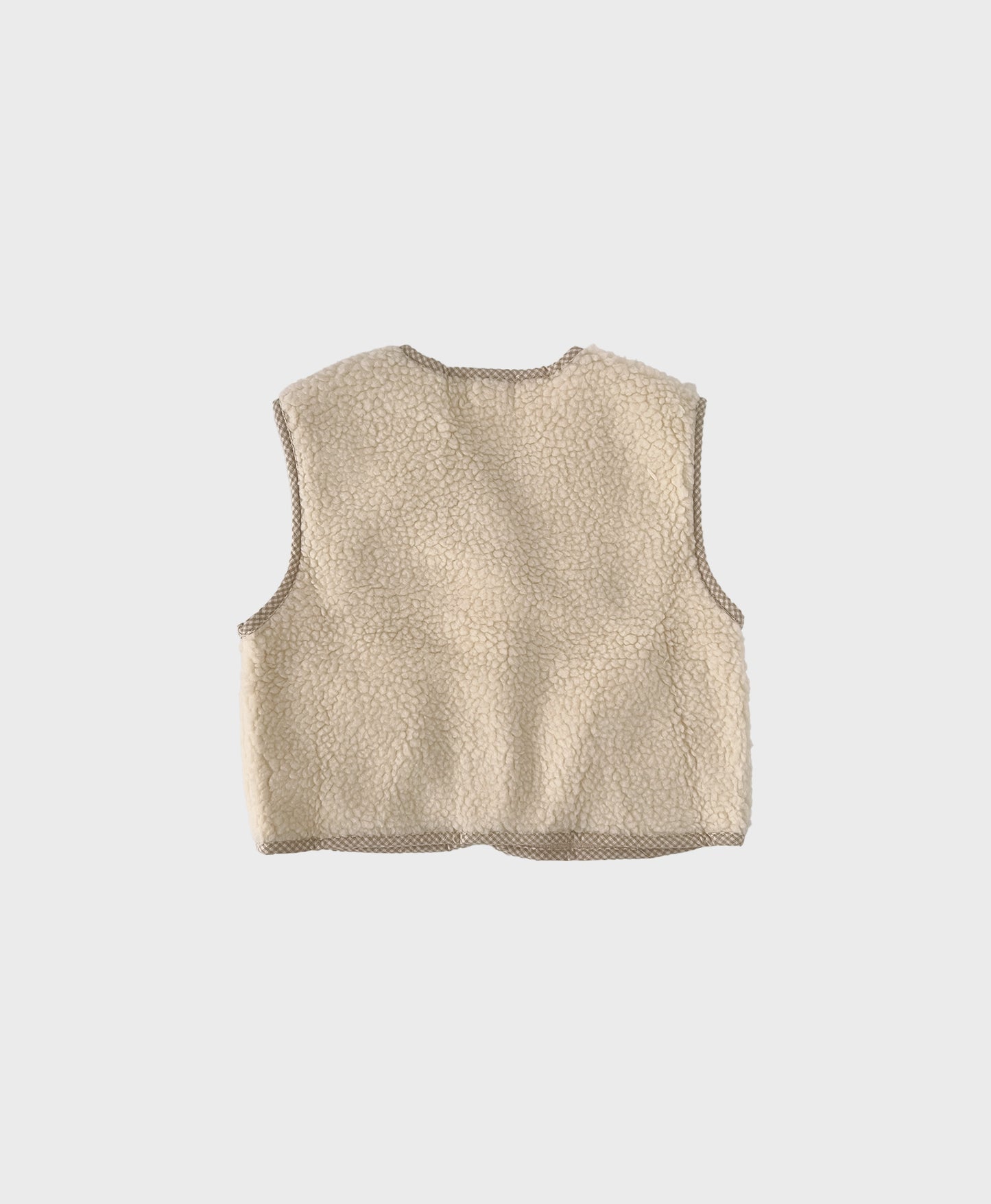 Beige cozy baby vest made of soft fleece, showcasing front pockets, perfect for baby boy dedication clothes and baby christening outfit boy