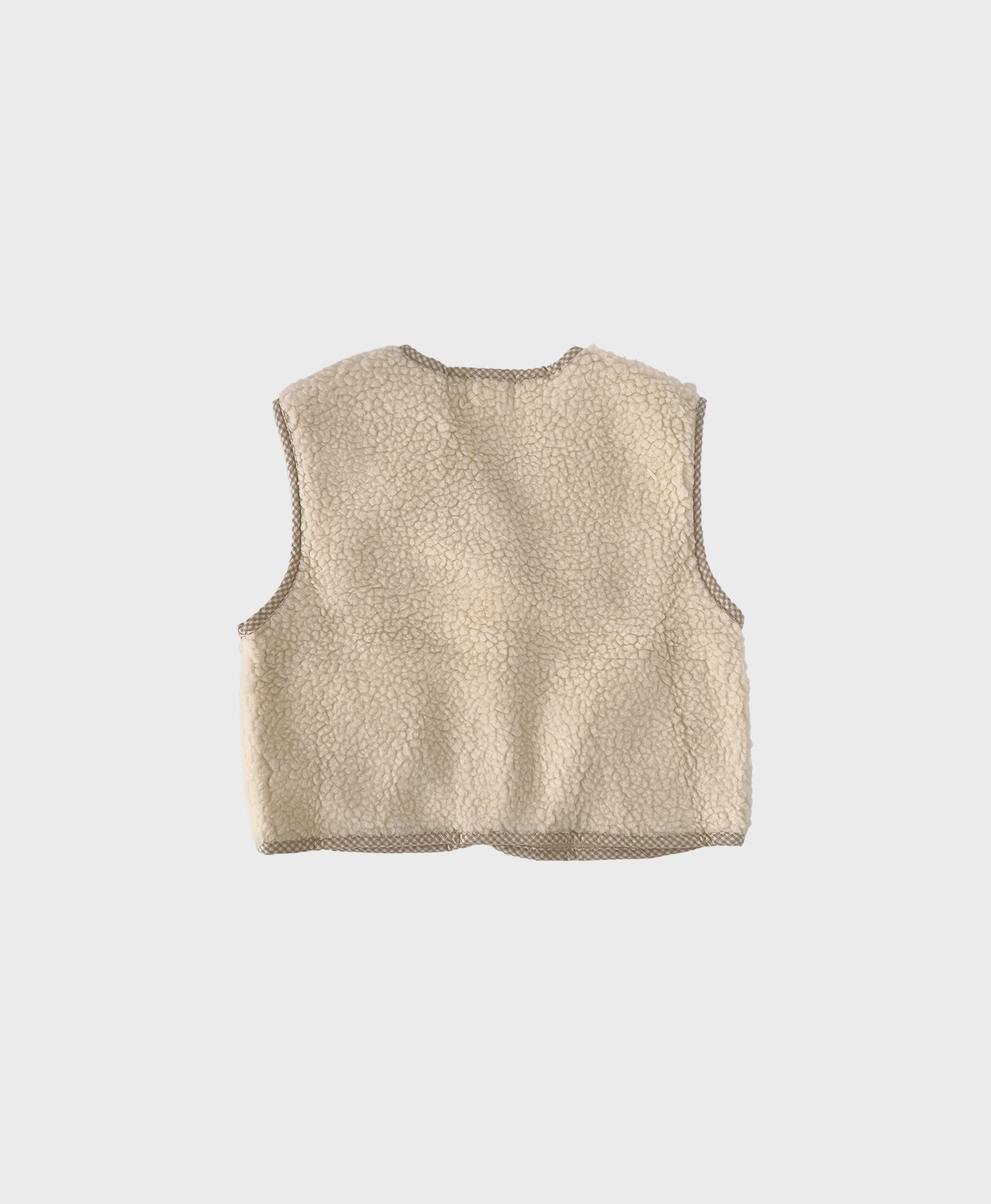Beige cozy baby vest made of soft fleece, showcasing front pockets, perfect for baby boy dedication clothes and baby christening outfit boy