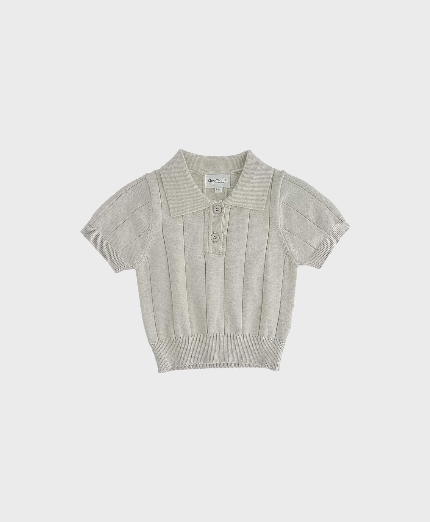 Baby sweater polo in grey, featuring a collar. A stylish choice for formal baby boy clothes.