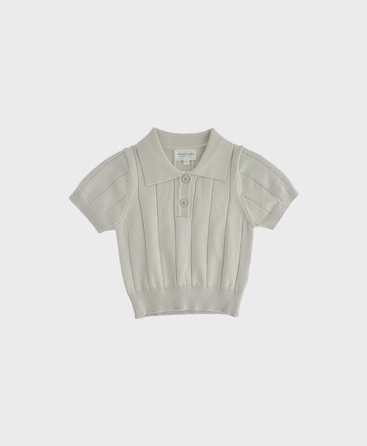 Baby sweater polo in grey, featuring a collar. A stylish choice for formal baby boy clothes.