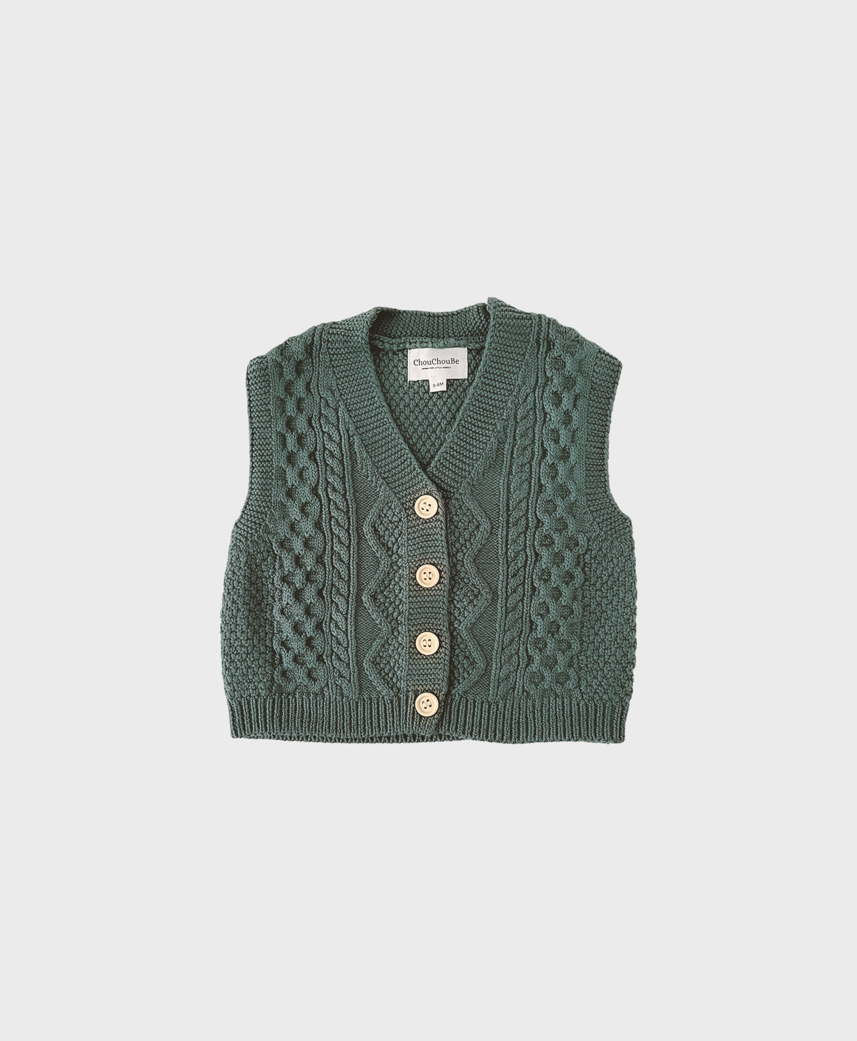 Teal color baby cotton sweater vest with front buttons for trendy baby clothes boy