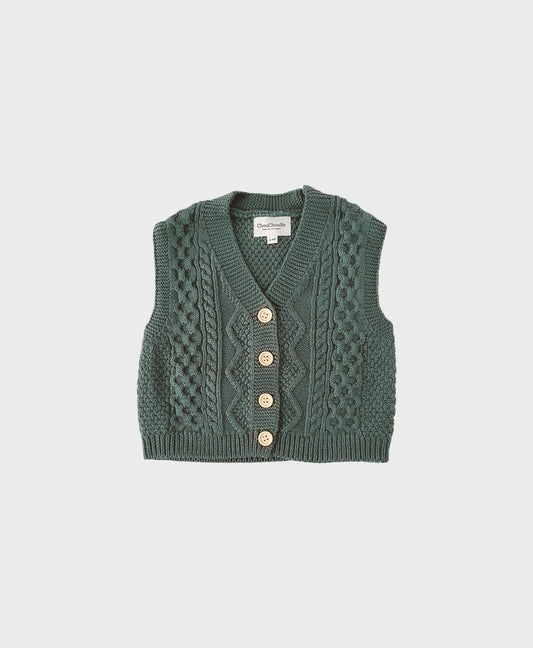 Teal color baby cotton sweater vest with front buttons for trendy baby clothes boy