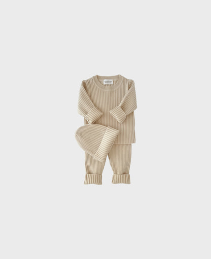 Baby Solid Rib Knitted Soft Sweater 3-pc Set
