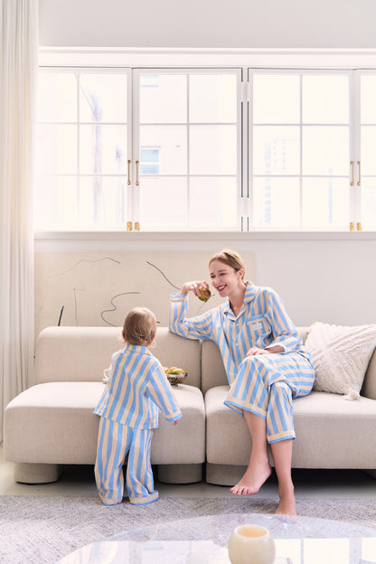 Soft and breathable pajama top and pants worn by mom, part of mommy and me pajamas outfit