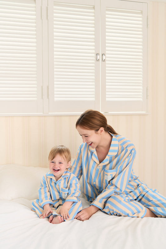 Mommy and me pajamas set featuring soft cotton pajamas in a matching design for mom and child