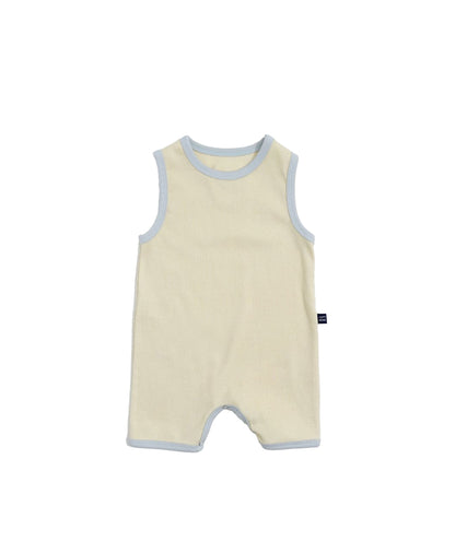 toddler and baby matching outfits with soft cotton fabric in blue and yellow