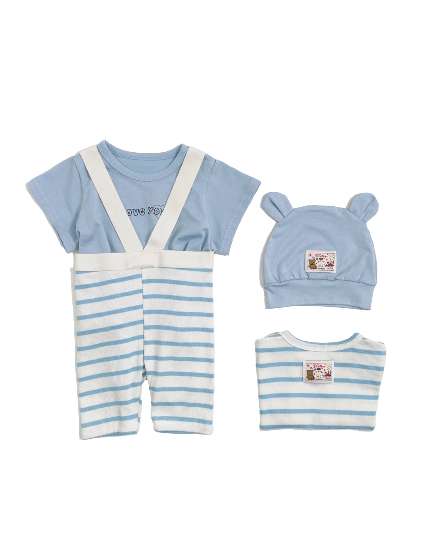 Boys boutique clothing set with hat in light blue color