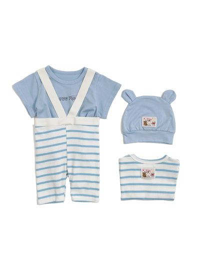 Boys boutique clothing set with hat in light blue color