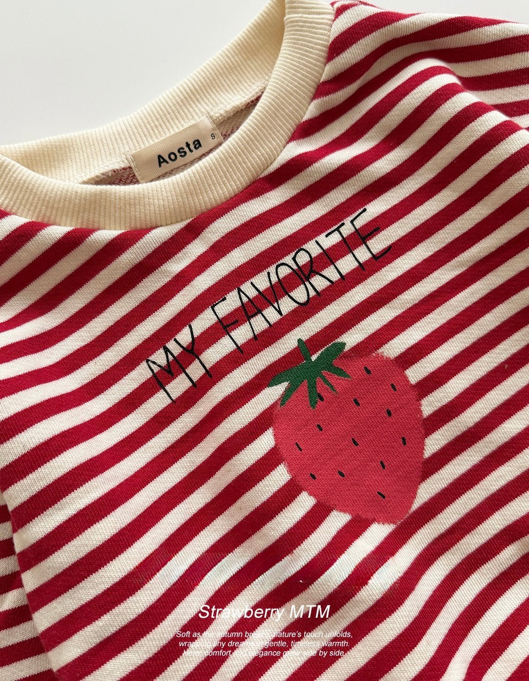 red striped baby toddler sweatshirt with strawberry