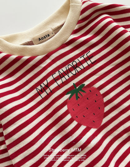 red striped baby toddler sweatshirt with strawberry
