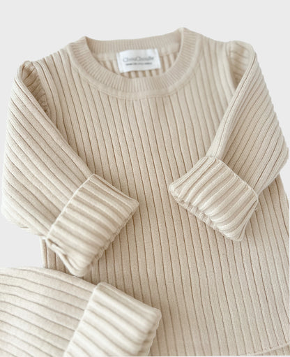 Baby Solid Rib Knitted Soft Sweater 3-pc Set