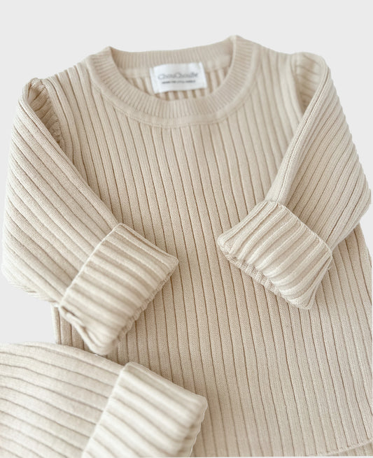 Baby Solid Rib Knitted Soft Sweater 3-pc Set