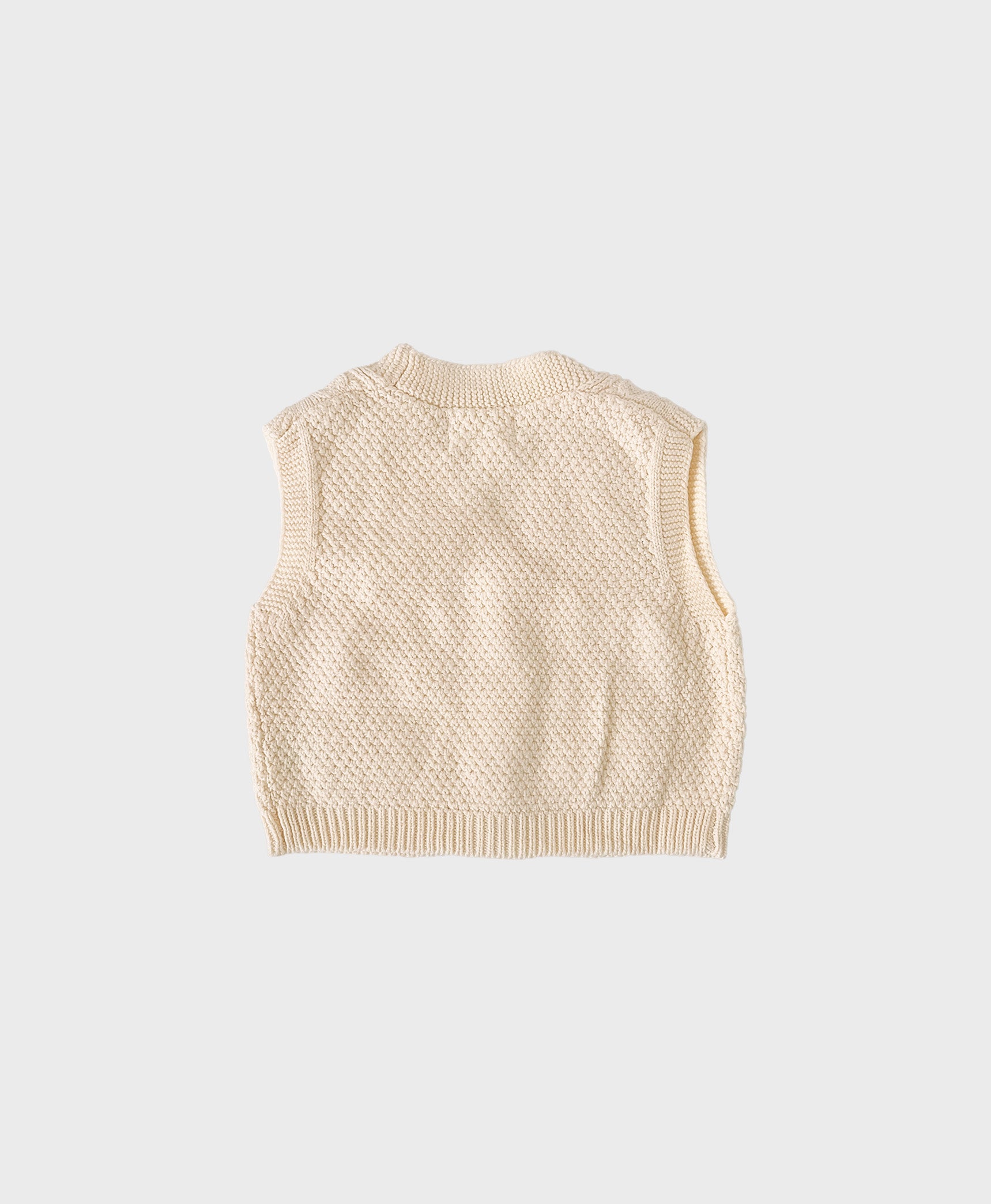 Creme baby cotton sweater vest with front buttons for baby christening outfit boy